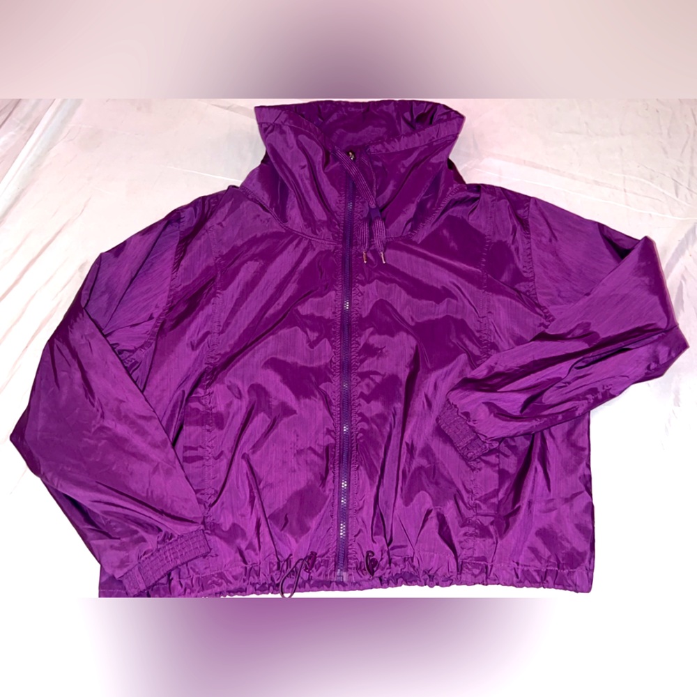 Purple Xerison Windbreaker Jacket Size Large Fall Autumn Coat Mesh Zip Pockets